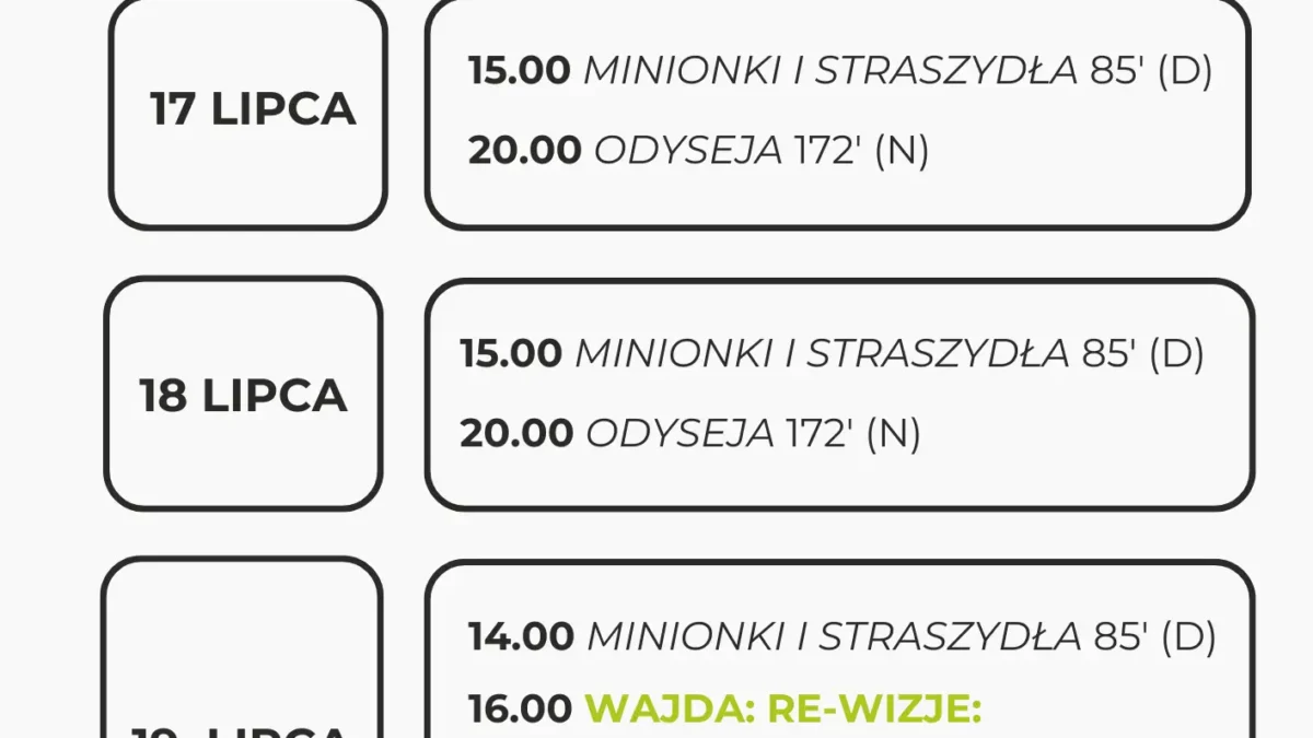 Repertuar Kina LUBOŃ 2.0 na weekend 17-19 lipca