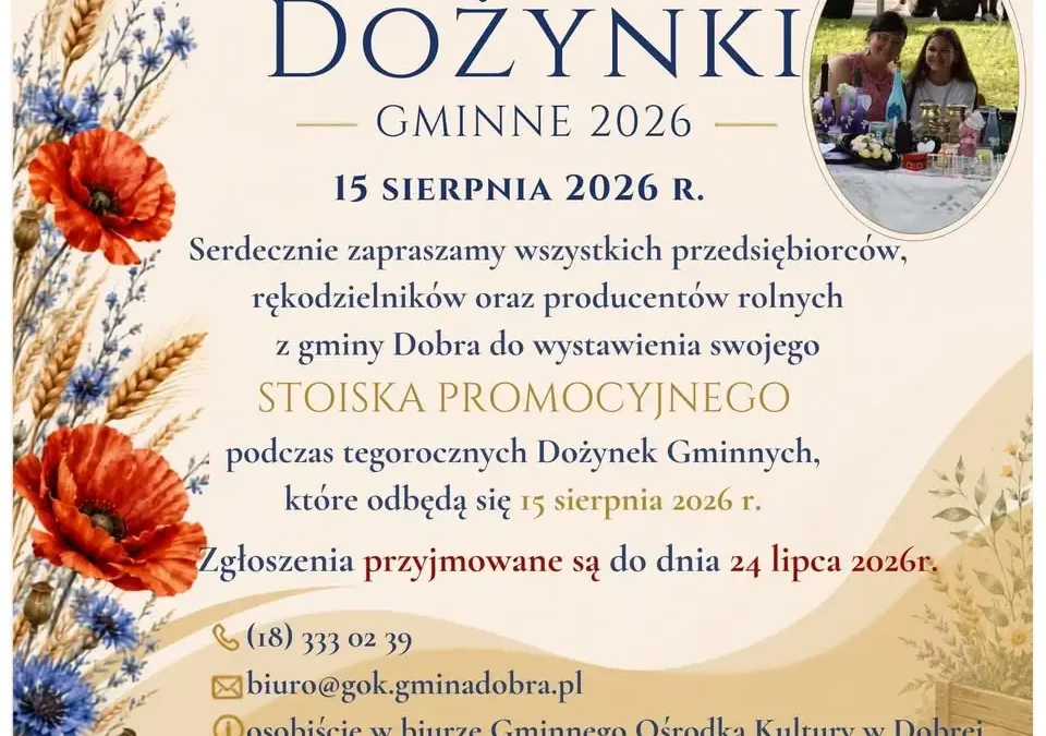 Seans „Boska Florence” i Dożynki Gminne w Dobrej – zaproszenia na lipiec i sierpień