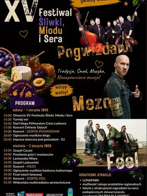 XV Festiwal Śliwki, Miodu i Sera w Laskowej – weekend pełen smaków i atrakcji
