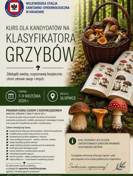Kurs dla kandydatów na klasyfikatorów grzybów we wrześniu 2026