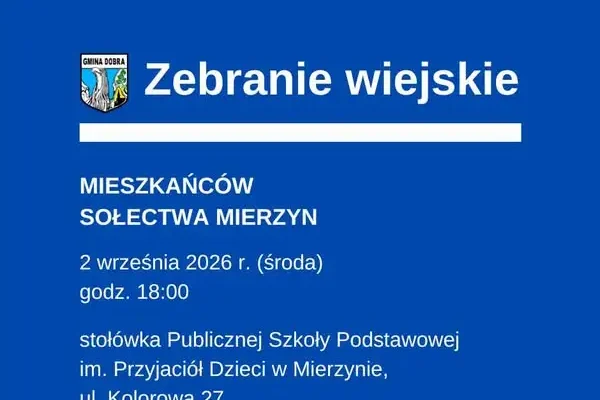 Zebranie wiejskie w Mierzynie – 2 września w szkole podstawowej