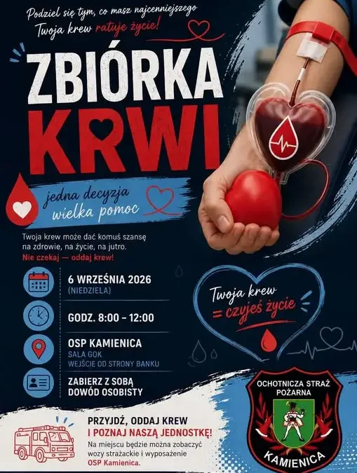 Akcja krwiodawstwa w Kamienicy – oddaj krew i poznaj OSP