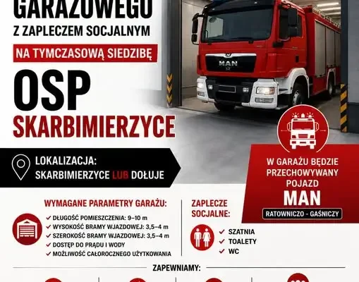 Gmina Dobra szuka tymczasowego garażu dla OSP Skarbimierzyce