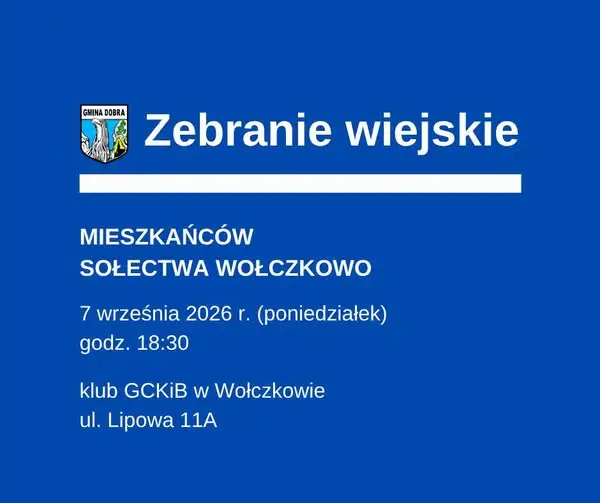 Zebranie wiejskie w Wołczkowie – mieszkańcy zdecydują o funduszu sołeckim