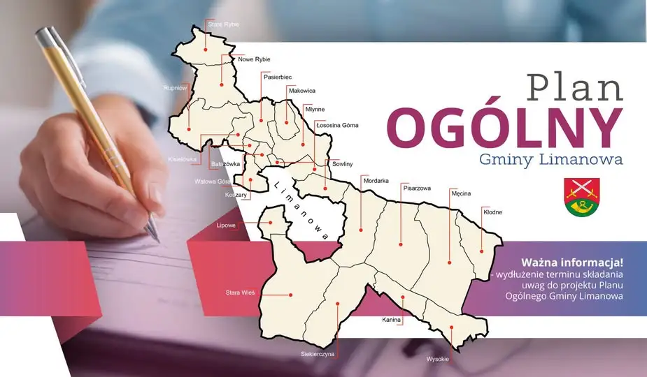 Wydłużono termin składania uwag do projektu planu ogólnego gminy Limanowa