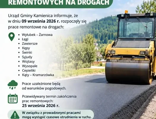 Remont dróg w gminie Kamienica – utrudnienia do 25 września