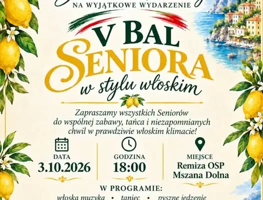 V Bal Seniora w Mszanie Dolnej – włoski wieczór już 3 października