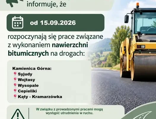 Gmina Kamienica: nowe nawierzchnie bitumiczne na drogach w Kamienicy Górnej