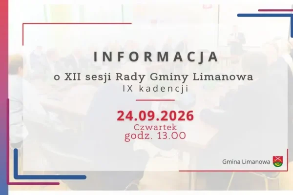 XII sesja Rady Gminy Limanowa – 24 września 2026