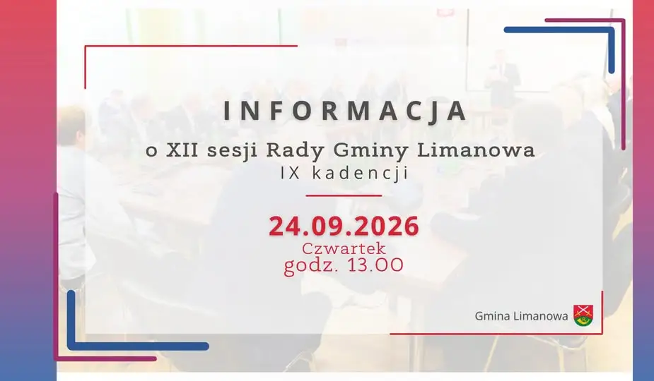 XII sesja Rady Gminy Limanowa – 24 września 2026
