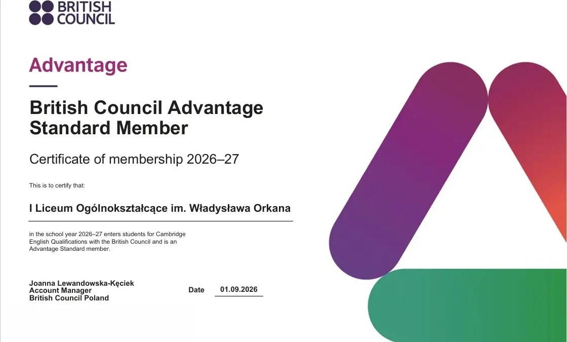 I LO w Limanowej z prestiżowym certyfikatem Cambridge Advantage Standard