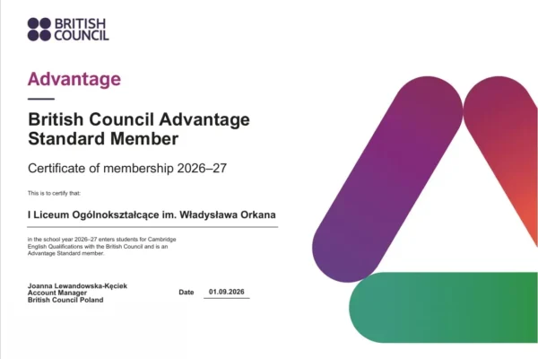 I LO w Limanowej z prestiżowym certyfikatem Cambridge Advantage Standard